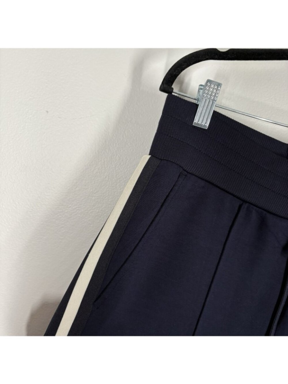 T By Talbots Women 1X Navy Blue AirKnit Stretch Wide Crop Side Stripe Pants NWOT - Picture 6 of 11